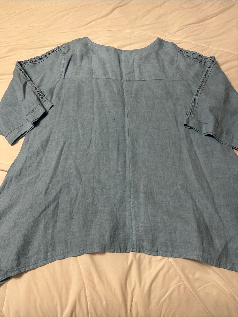 Valentina Naldi Italian Linen Tunic Light Blue - Size 2X - Casual Loose Fit - Picture 4 of 13